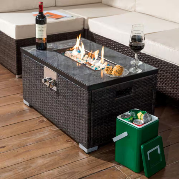 32 In. Propane Fire Pit Table, 40,000 BTU Auto-Ignition Gas Fire Table for outside Patio