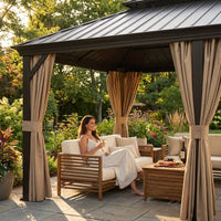 14 Ft. X 20 Ft. Double Galvanized Steel Roof Aluminum Frame Outdoor Patio Hardtop Gazebo with Netting and Curtains — Lifestyle