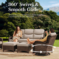 Patio Furniture Set Designed for Outdoor Living, 9 Pieces, Fire Pit Table, 6-Inch Thick Cushions, PE Wicker