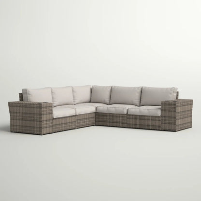 LSI 102'' Wide Outdoor Wicker Patio Sectional with Cushions