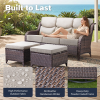 Patio Furniture Set Designed for Outdoor Living, 9 Pieces, Fire Pit Table, 6-Inch Thick Cushions, PE Wicker