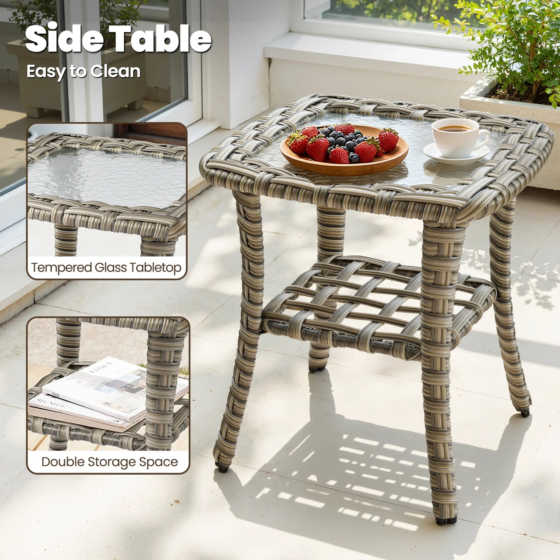 9 Pieces Patio Furniture Set outside Furniture Wicker Patio Conversation Set with Swivel Chairs, Outdoor Furniture for Garden, Beige