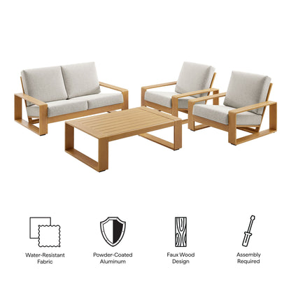Lirienne 4-Piece Outdoor Patio Aluminum Faux Wood Furniture Set by Modway