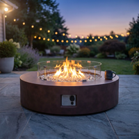 MGO Outdoor Propane Fire Pit Table with Wind Guard, Transparent Gray Fire Glass, Waterproof Cover for Garden, Backyard — Studio Shot