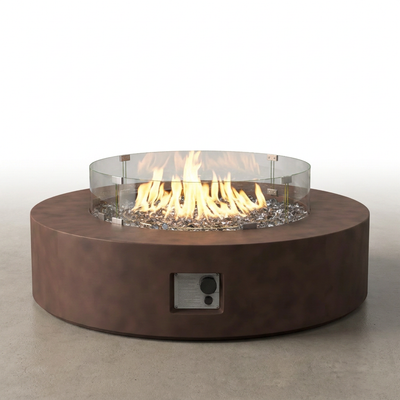 Propane Fire Pit Table Designed for Outdoor Entertaining, Wind Guard Protection, Glass Fire Media, Waterproof Cover