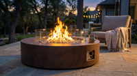 MGO Outdoor Propane Fire Pit Table with Wind Guard, Transparent Gray Fire Glass, Waterproof Cover for Garden, Backyard — Lifestyle