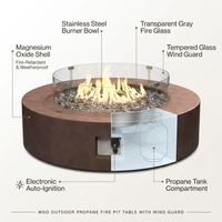 MGO Outdoor Propane Fire Pit Table with Wind Guard, Transparent Gray Fire Glass, Waterproof Cover for Garden, Backyard — How It Works