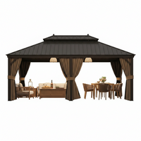 Outdoor Patio Gazebo Built for Year-Round Use, Galvanized Steel Roof, Aluminum Frame, Netting & Curtains
