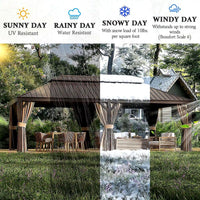 Hardtop Gazebo Built for Year-Round Entertaining, 14x22 Ft Steel Roof, Aluminum Frame, Netting Curtains