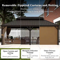 Hardtop Gazebo Built for Year-Round Entertaining, 14x22 Ft Steel Roof, Aluminum Frame, Netting Curtains