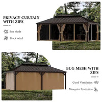 Hardtop Gazebo Built for Year-Round Entertaining, 14x22 Ft Steel Roof, Aluminum Frame, Netting Curtains