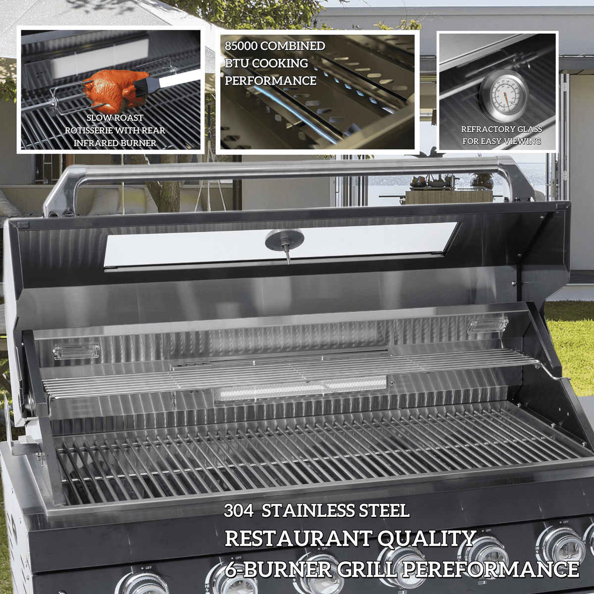 Premium 128-Inch Stainless Steel Gas Outdoor Kitchen Grill