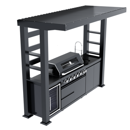 108-Inch 6-Burner Deluxe Stainless Steel Gas Outdoor Kitchen Grill