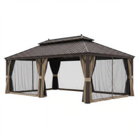 Hardtop Gazebo Built for Year-Round Entertaining, 14x22 Ft Steel Roof, Aluminum Frame, Netting Curtains